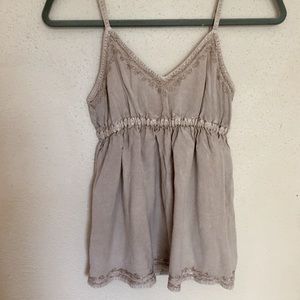Tan babydoll tank top with adjustable straps